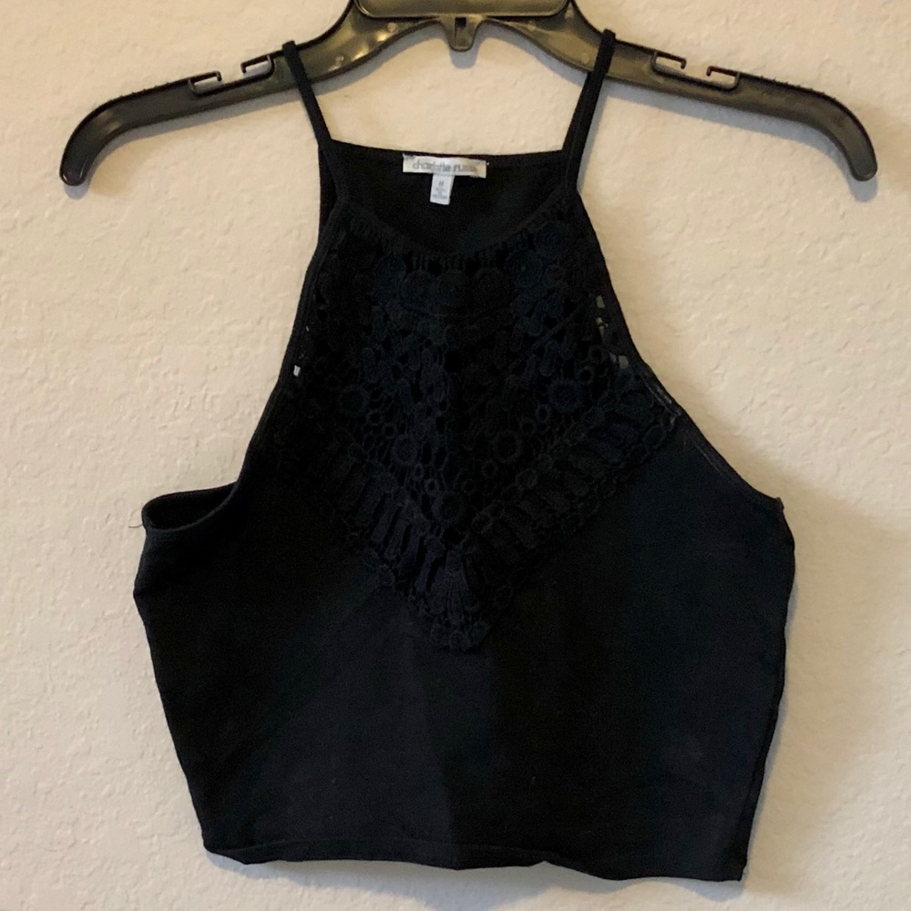 Charlotte Russe Black Crochet Crop Top - Picture 2 of 4